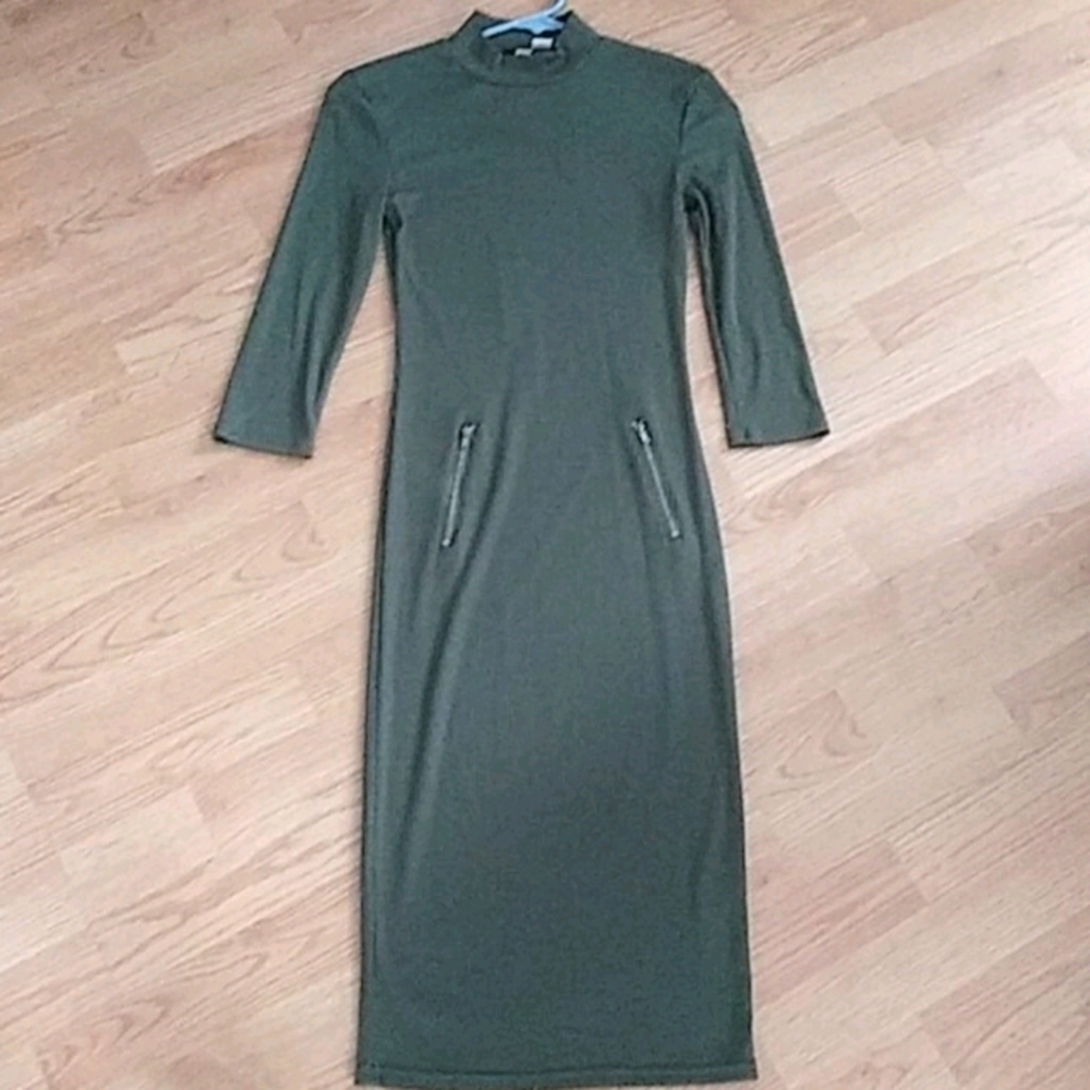 Feathers Army Green Dress